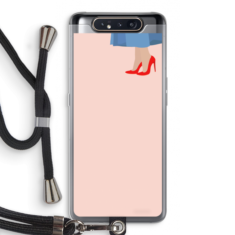 CaseCompany High heels: Samsung Galaxy A80 Transparant Hoesje met koord