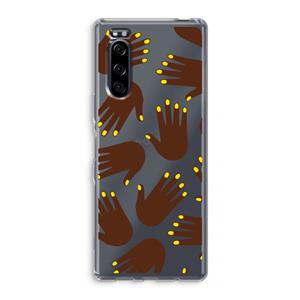 CaseCompany Hands dark: Sony Xperia 5 Transparant Hoesje