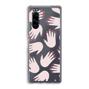 CaseCompany Hands pink: Sony Xperia 5 Transparant Hoesje