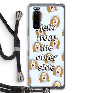 CaseCompany Hello: Sony Xperia 5 Transparant Hoesje met koord