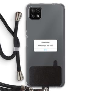 CaseCompany Reminder: Samsung Galaxy A22 5G Transparant Hoesje met koord
