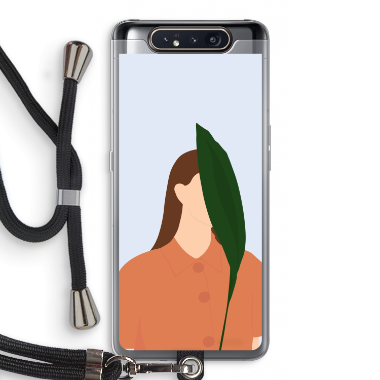 CaseCompany Leaf: Samsung Galaxy A80 Transparant Hoesje met koord