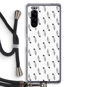 CaseCompany Pluimen: Sony Xperia 5 Transparant Hoesje met koord