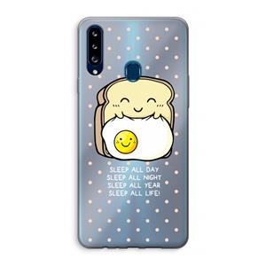 CaseCompany Sleep All Day: Samsung Galaxy A20s Transparant Hoesje