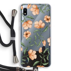 CaseCompany Peachy flowers: Samsung Galaxy A10 Transparant Hoesje met koord