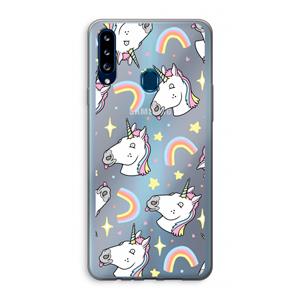 CaseCompany Rainbow Unicorn: Samsung Galaxy A20s Transparant Hoesje