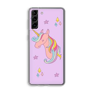 CaseCompany Roze eenhoorn: Samsung Galaxy S21 Plus Transparant Hoesje