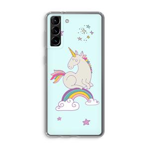 CaseCompany Regenboog eenhoorn: Samsung Galaxy S21 Plus Transparant Hoesje