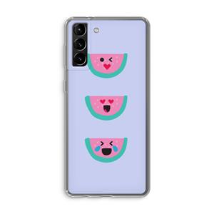 CaseCompany Smiley watermeloen: Samsung Galaxy S21 Plus Transparant Hoesje