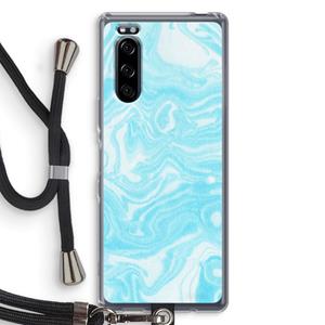 CaseCompany Waterverf blauw: Sony Xperia 5 Transparant Hoesje met koord