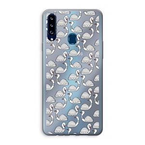 CaseCompany Zwanen: Samsung Galaxy A20s Transparant Hoesje
