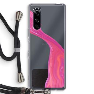 CaseCompany Paarse stroom: Sony Xperia 5 Transparant Hoesje met koord