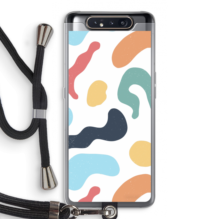 CaseCompany Memphis Shapes Blue: Samsung Galaxy A80 Transparant Hoesje met koord