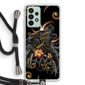 CaseCompany Huilende Wolf: Samsung Galaxy A52s 5G Transparant Hoesje met koord