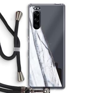 CaseCompany Gestreepte marmer: Sony Xperia 5 Transparant Hoesje met koord