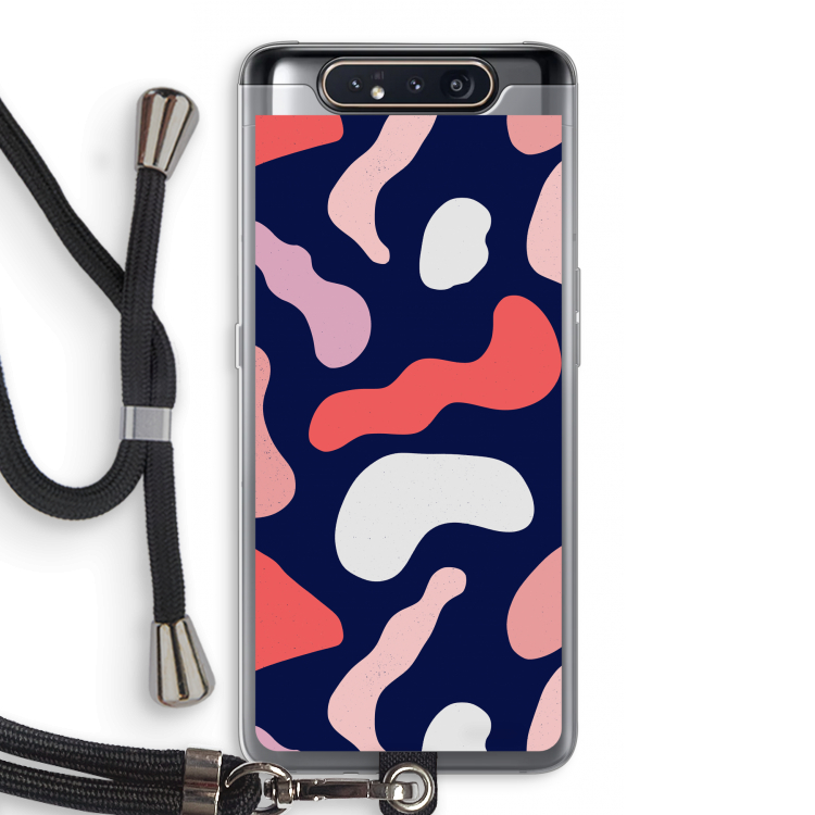 CaseCompany Memphis Shapes Pink: Samsung Galaxy A80 Transparant Hoesje met koord