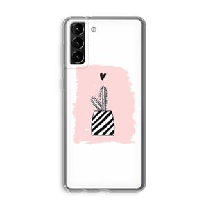 CaseCompany Zwart-wit cactus: Samsung Galaxy S21 Plus Transparant Hoesje