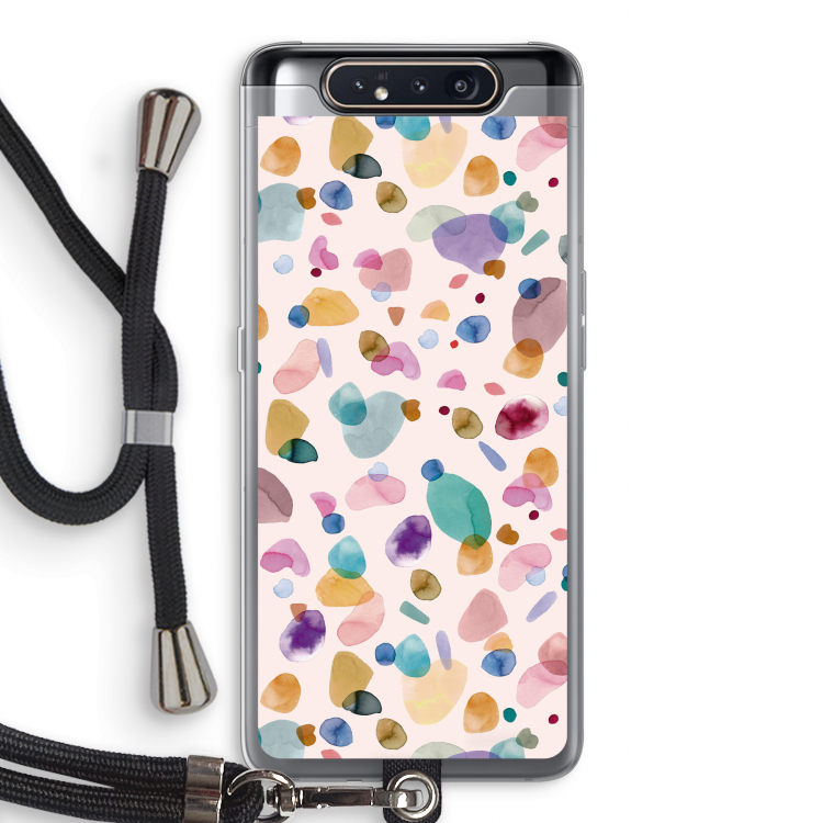 CaseCompany Terrazzo Memphis Pink: Samsung Galaxy A80 Transparant Hoesje met koord