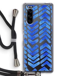 CaseCompany Blauwe pijlen: Sony Xperia 5 Transparant Hoesje met koord
