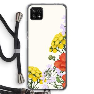 CaseCompany Wilde bloemen: Samsung Galaxy A22 5G Transparant Hoesje met koord