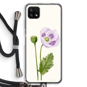 CaseCompany Purple poppy: Samsung Galaxy A22 5G Transparant Hoesje met koord