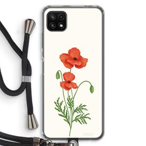 CaseCompany Red poppy: Samsung Galaxy A22 5G Transparant Hoesje met koord