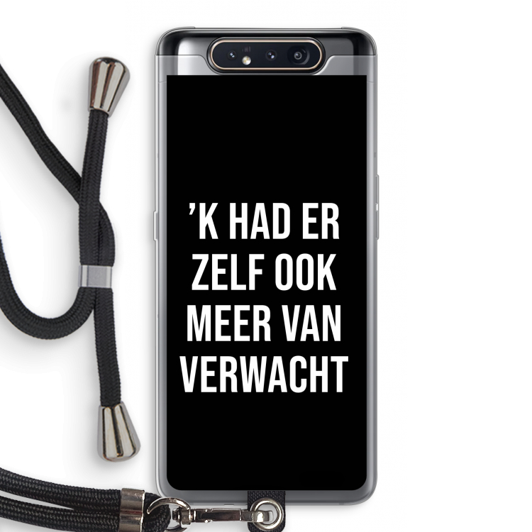 CaseCompany Meer verwacht - Zwart: Samsung Galaxy A80 Transparant Hoesje met koord