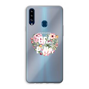 CaseCompany GRL PWR Flower: Samsung Galaxy A20s Transparant Hoesje