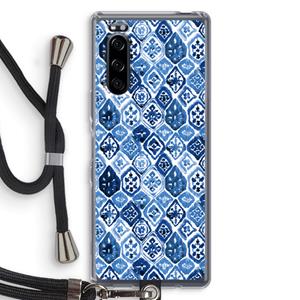 CaseCompany Blauw motief: Sony Xperia 5 Transparant Hoesje met koord