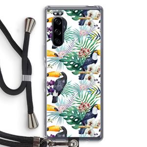 CaseCompany Tukans: Sony Xperia 5 Transparant Hoesje met koord
