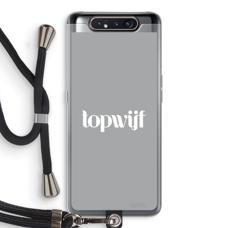 CaseCompany Topwijf Grijs Wit: Samsung Galaxy A80 Transparant Hoesje met koord