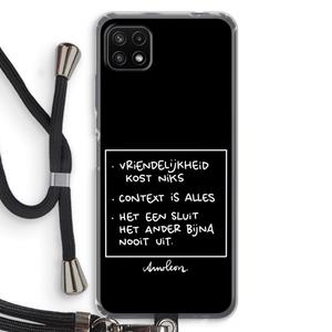 CaseCompany Mijn Motto's: Samsung Galaxy A22 5G Transparant Hoesje met koord