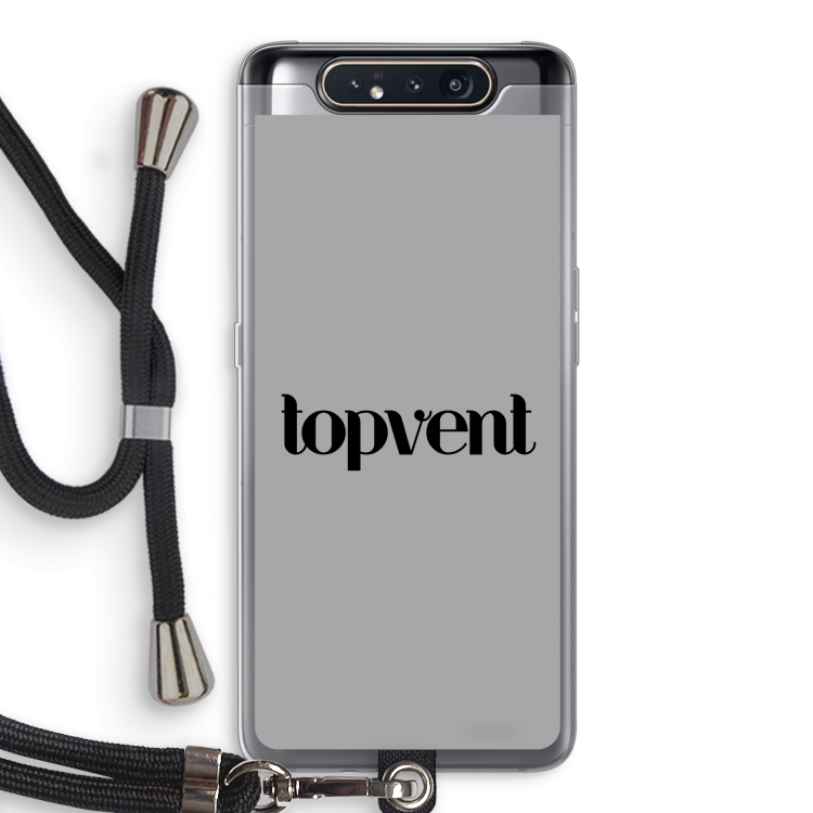 CaseCompany Topvent Grijs Zwart: Samsung Galaxy A80 Transparant Hoesje met koord