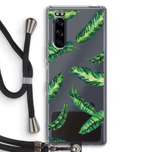 CaseCompany Lange bladeren: Sony Xperia 5 Transparant Hoesje met koord