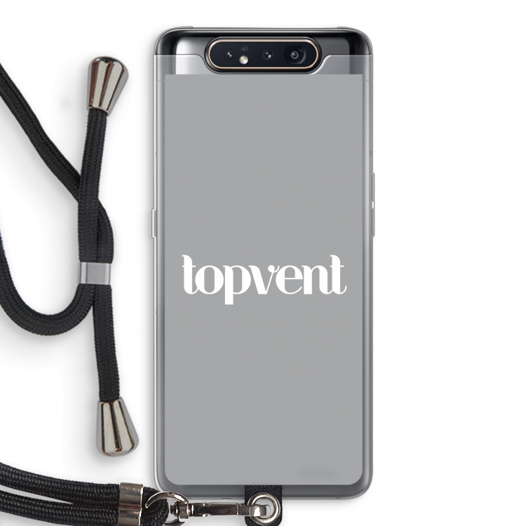 CaseCompany Topvent Grijs Wit: Samsung Galaxy A80 Transparant Hoesje met koord