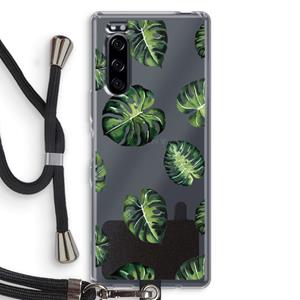 CaseCompany Tropische bladeren: Sony Xperia 5 Transparant Hoesje met koord