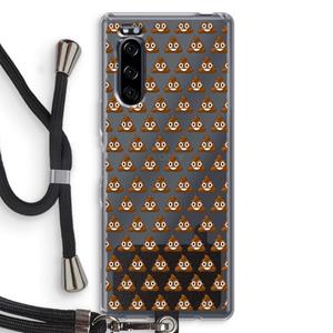 CaseCompany Poop emoji: Sony Xperia 5 Transparant Hoesje met koord