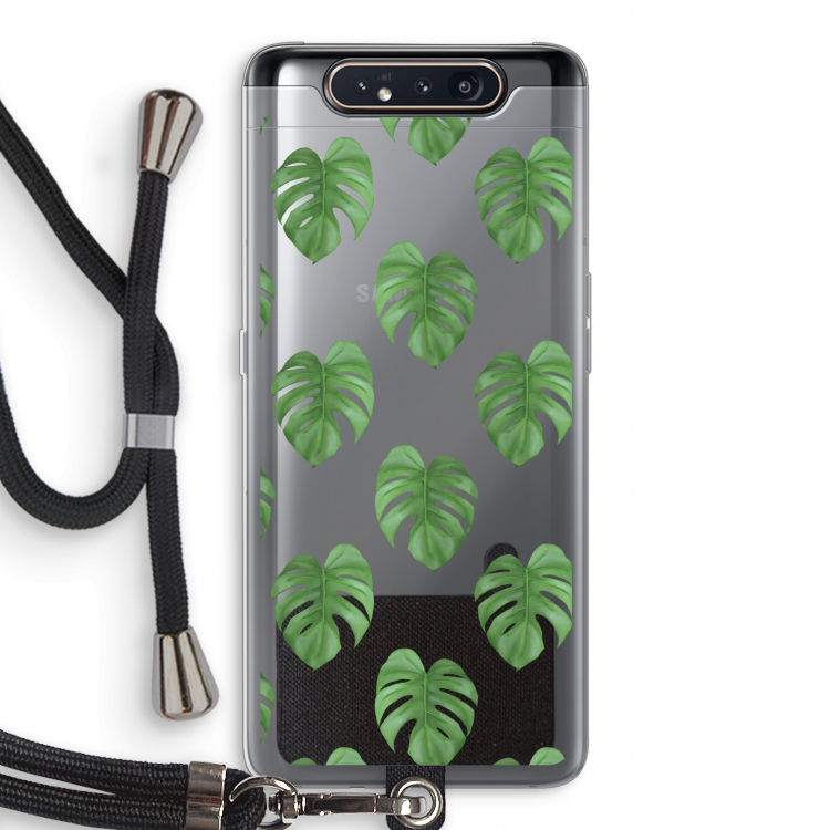 CaseCompany Monstera leaves: Samsung Galaxy A80 Transparant Hoesje met koord