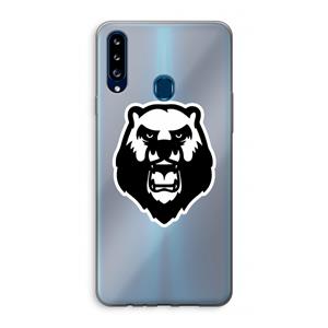 CaseCompany Angry Bear (white): Samsung Galaxy A20s Transparant Hoesje