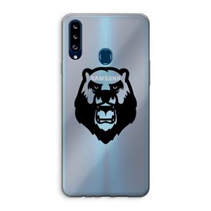 CaseCompany Angry Bear (black): Samsung Galaxy A20s Transparant Hoesje