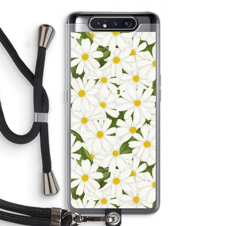 CaseCompany Summer Daisies: Samsung Galaxy A80 Transparant Hoesje met koord