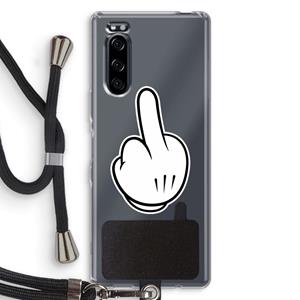 CaseCompany Middle finger black: Sony Xperia 5 Transparant Hoesje met koord