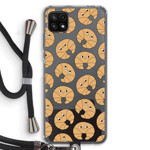 CaseCompany Croissant: Samsung Galaxy A22 5G Transparant Hoesje met koord
