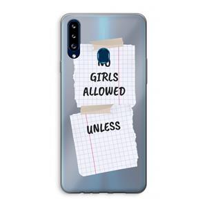CaseCompany No Girls Allowed Unless: Samsung Galaxy A20s Transparant Hoesje