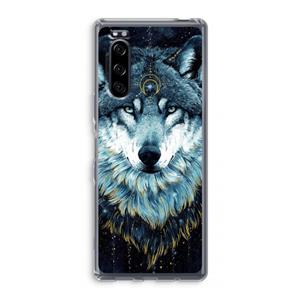 CaseCompany Darkness Wolf: Sony Xperia 5 Transparant Hoesje