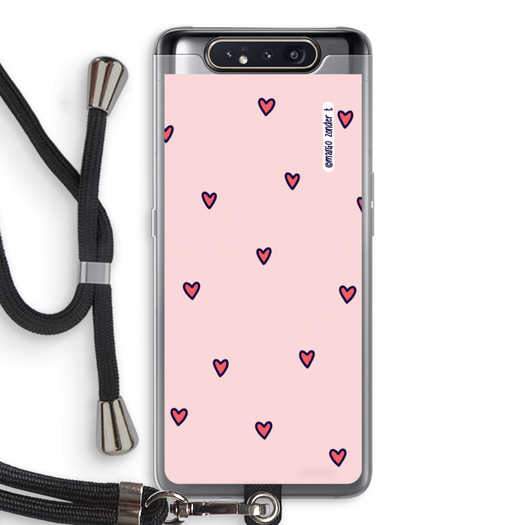 CaseCompany Hartjes: Samsung Galaxy A80 Transparant Hoesje met koord