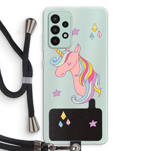 CaseCompany Roze eenhoorn: Samsung Galaxy A52s 5G Transparant Hoesje met koord