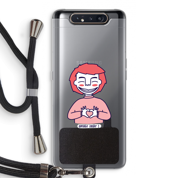 CaseCompany Hartje: Samsung Galaxy A80 Transparant Hoesje met koord