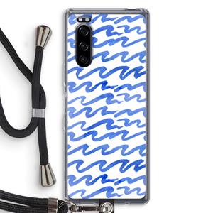 CaseCompany Blauwe golven: Sony Xperia 5 Transparant Hoesje met koord