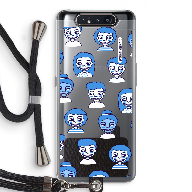 CaseCompany Gezichtjes: Samsung Galaxy A80 Transparant Hoesje met koord